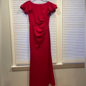 Long red dress by Jessica Howard